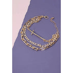 Triple Multi Bracelets with Large Cross Charm Pendant | Gold Tone Fashion Jewelry by The Bullish Store