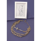 Triple Multi Bracelets with Large Cross Charm Pendant | Gold Tone Fashion Jewelry by The Bullish Store