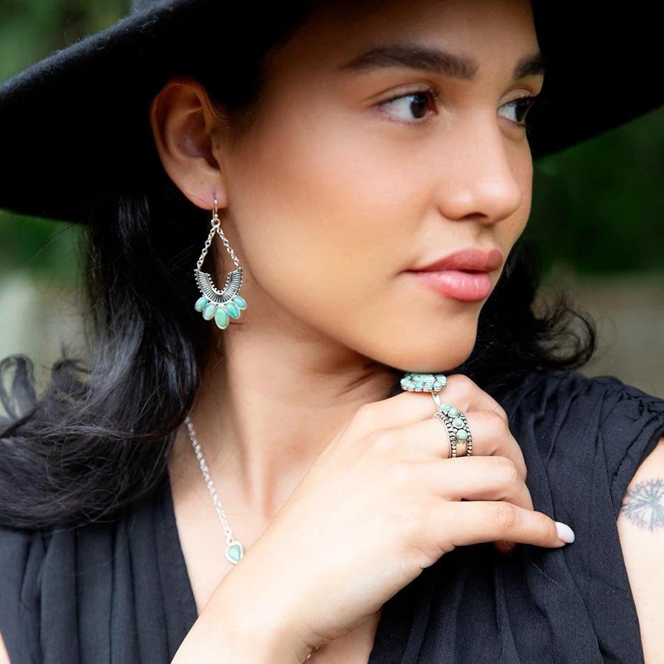 Triple Play Blue Turquoise and Sterling Silver Stack Ring by Barse Jewelry