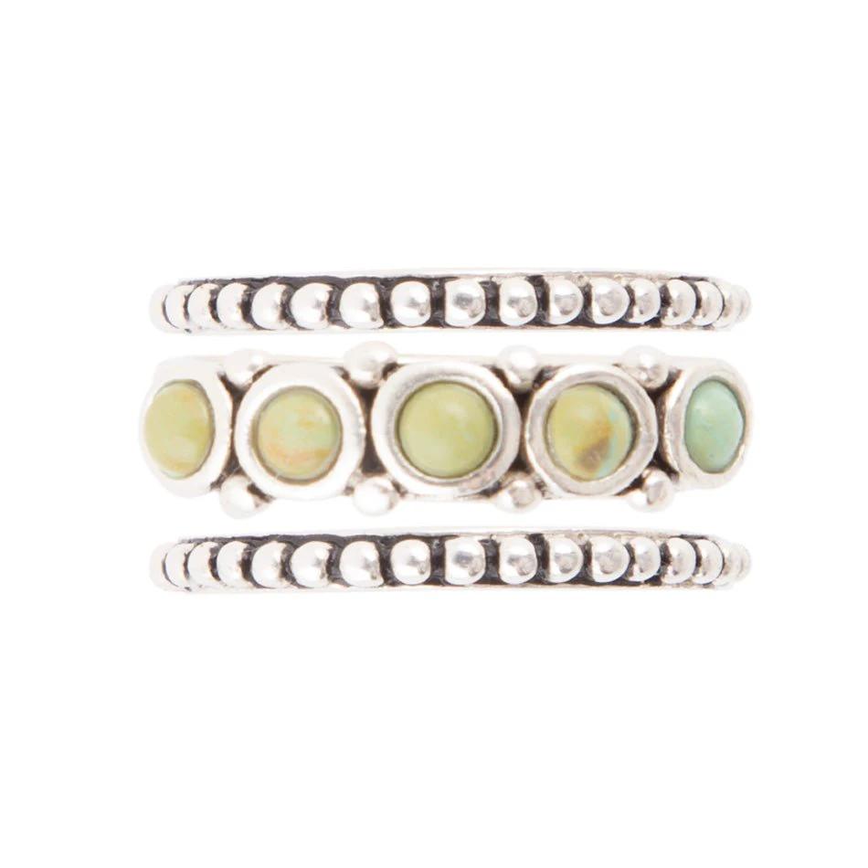 Triple Play Blue Turquoise and Sterling Silver Stack Ring by Barse Jewelry
