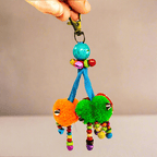 Triple Pom Pom Keychain | Handmade Zipper Pull with Beads | Thailand Zipper Pulls La Vie Bien Triple Pom Pom Keychain | Handmade Zipper Pull with Beads | Thailand