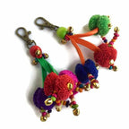 Triple Pom Pom Keychain | Handmade Zipper Pull with Beads | Thailand Zipper Pulls La Vie Bien Triple Pom Pom Keychain | Handmade Zipper Pull with Beads | Thailand