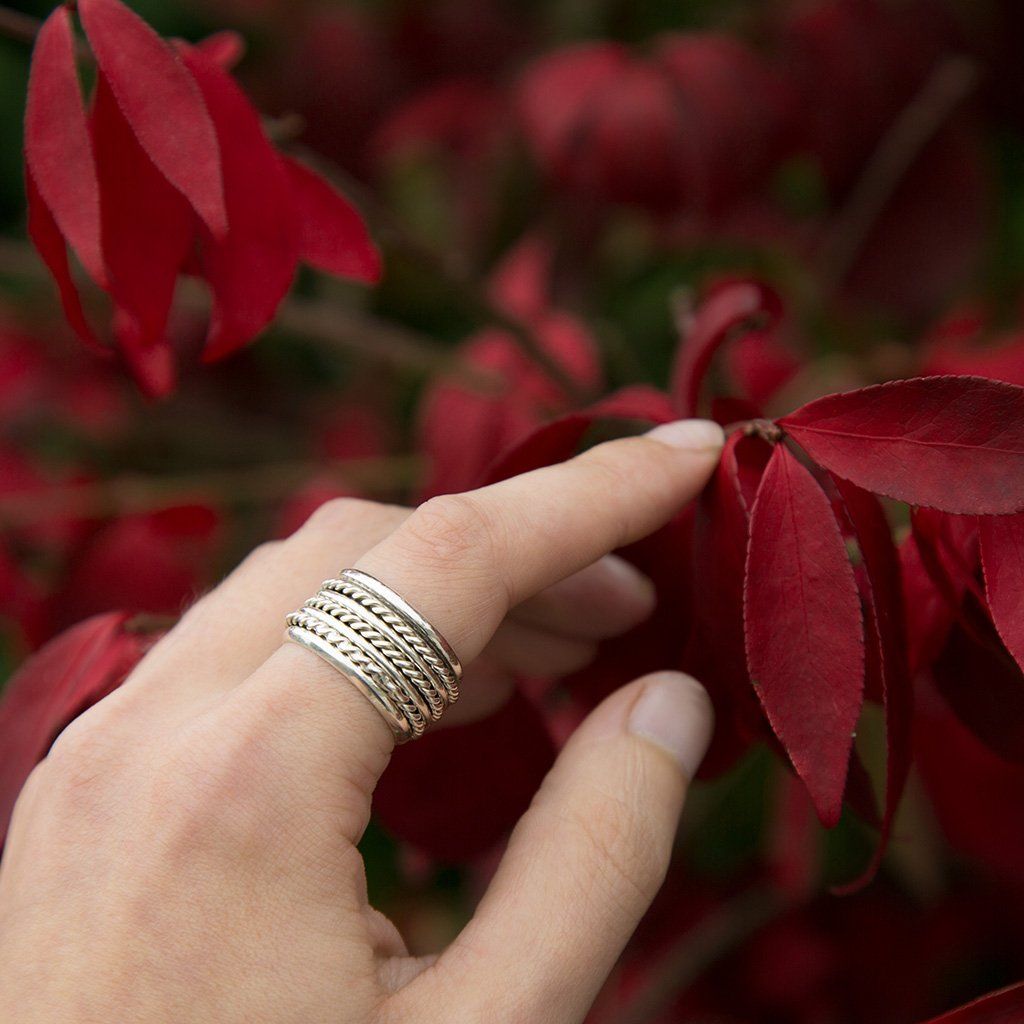 Triple Rope Sterling Spinning Ring Rings - Fine La Vie Bien Triple Rope Sterling Spinning Ring
