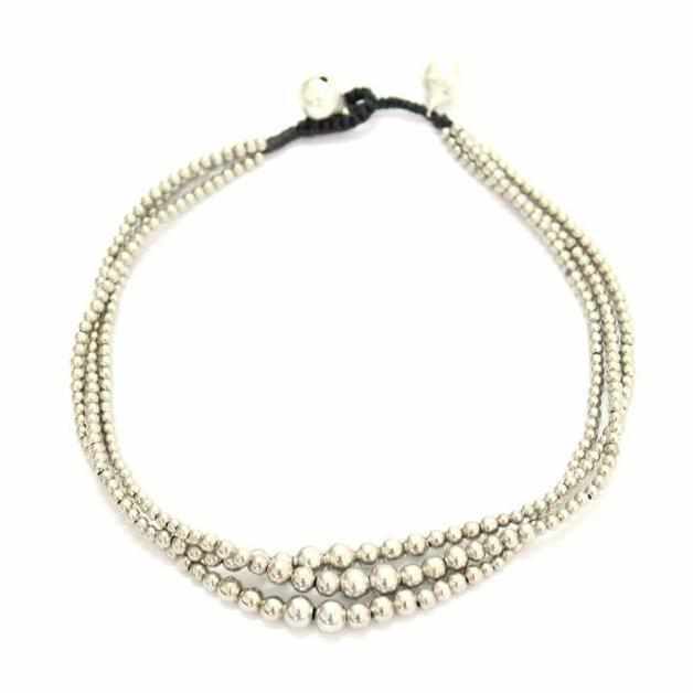 Triple Silver Beads Adjustable Anklet - Thailand Anklets La Vie Bien Triple Silver Beads Adjustable Anklet - Thailand