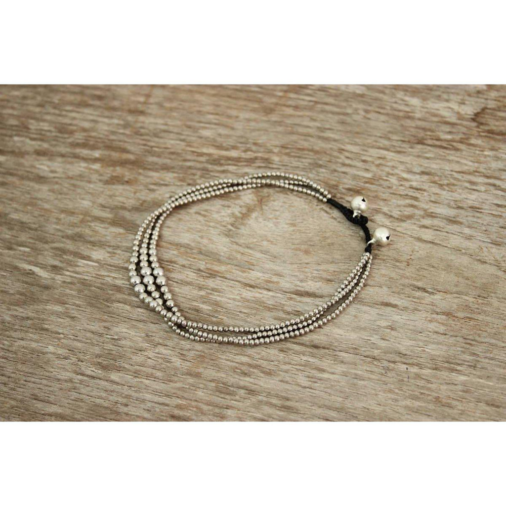 Triple Silver Beads Adjustable Anklet - Thailand Anklets La Vie Bien Triple Silver Beads Adjustable Anklet - Thailand
