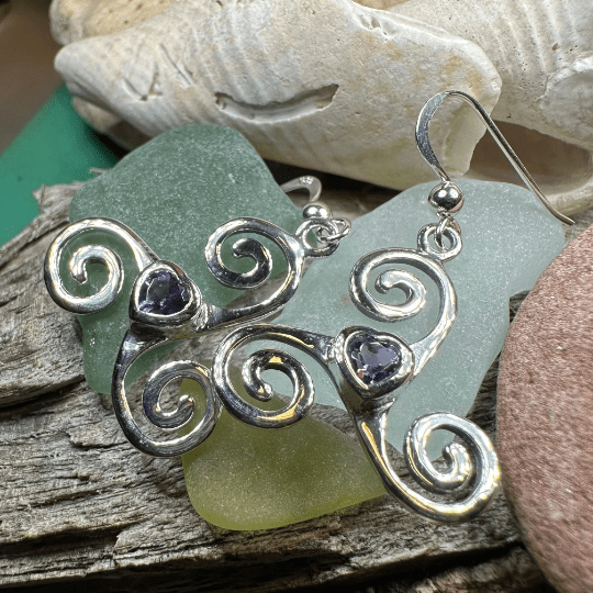 Triple Spiral Heart Earrings Dangle Earrings La Vie Bien Triple Spiral Heart Earrings