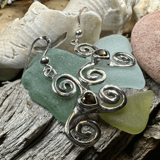 Triple Spiral Heart Earrings Dangle Earrings La Vie Bien Triple Spiral Heart Earrings