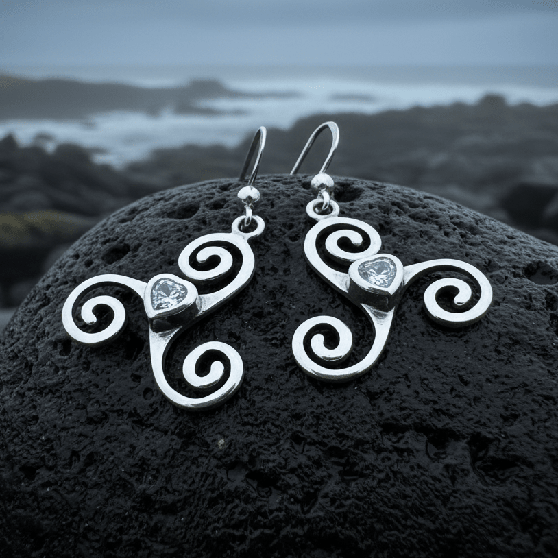 Triple Spiral Heart Earrings Dangle Earrings La Vie Bien Triple Spiral Heart Earrings