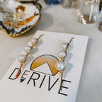 Triple Stone Freshwater Pearl Threader Earrings Earrings La Vie Bien Triple Stone Freshwater Pearl Threader Earrings
