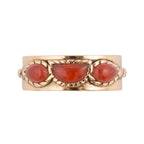 Triple Stone Orange Carnelian and Golden Ring by Barse Jewelry