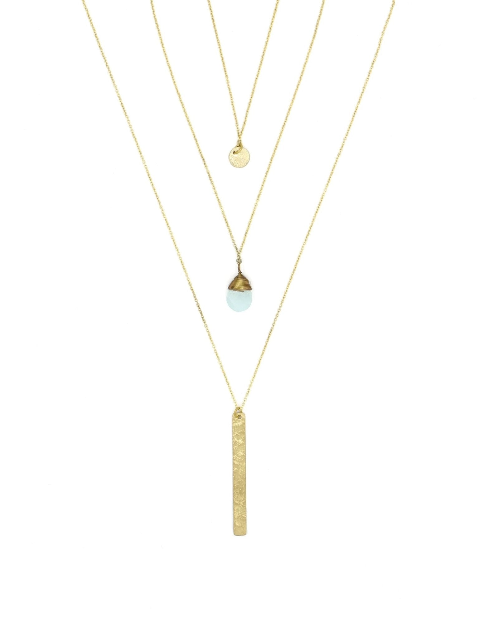 Triple Strand Multi-Way Pendant Necklace - Brass by Fair Anita