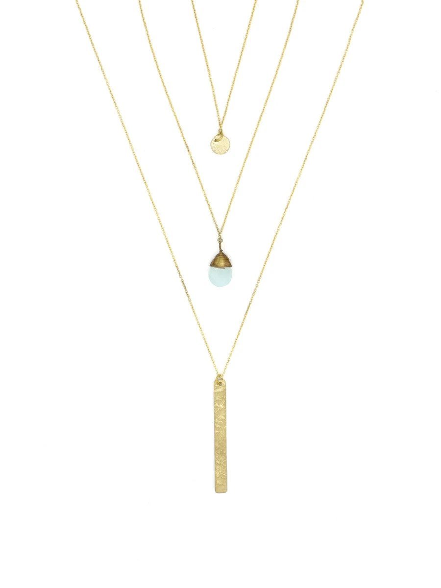 Triple Strand Multi-Way Pendant Necklace - Brass by Fair Anita