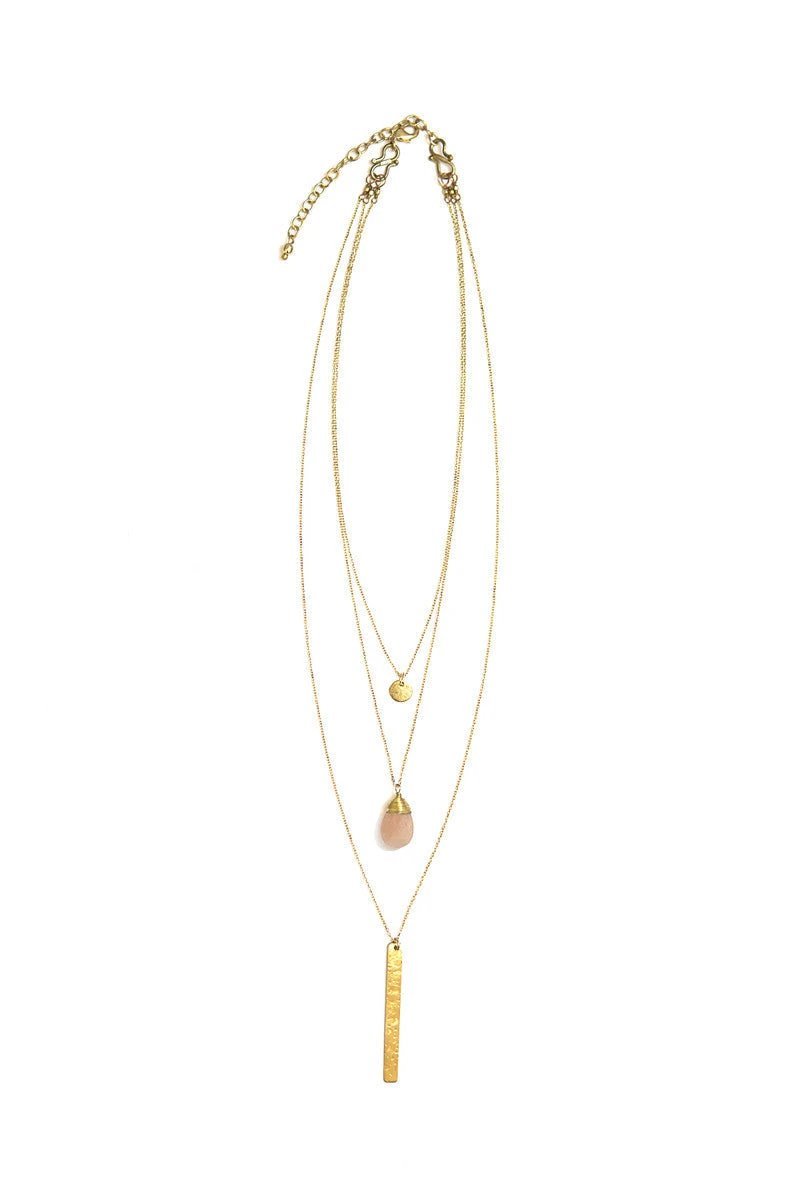 Triple Strand Multi-Way Pendant Necklace - Brass by Fair Anita