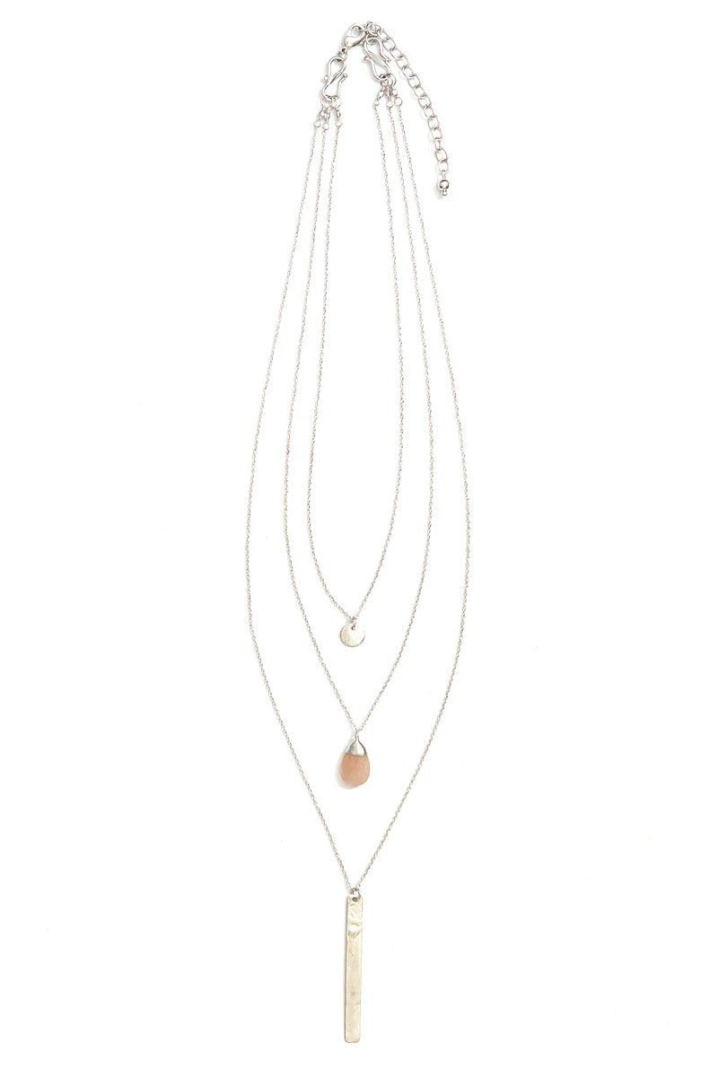 Triple Strand Multi-Way Pendant Necklace - Silver by Fair Anita