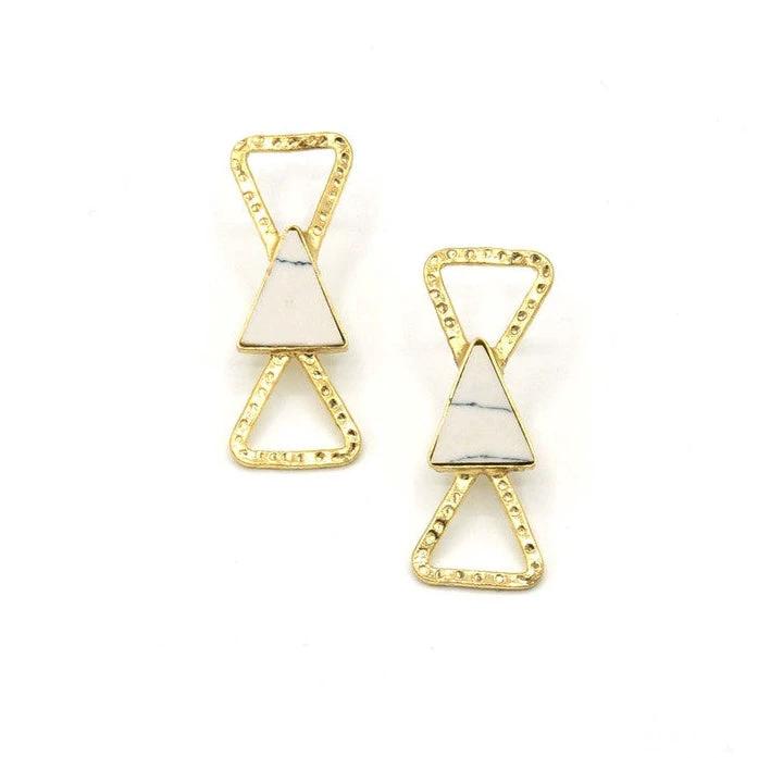 Triple Triangle Marbled Stud Earrings