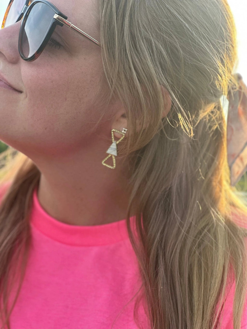 Triple Triangle Marbled Stud Earrings
