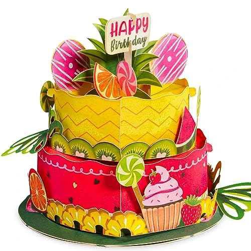 Tropical Birthday Cake Pop Up Card with Keepsake by Paper Love