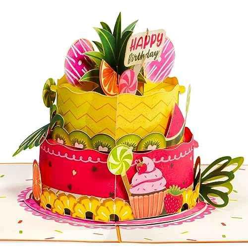 Tropical Birthday Cake Pop Up Card with Keepsake by Paper Love