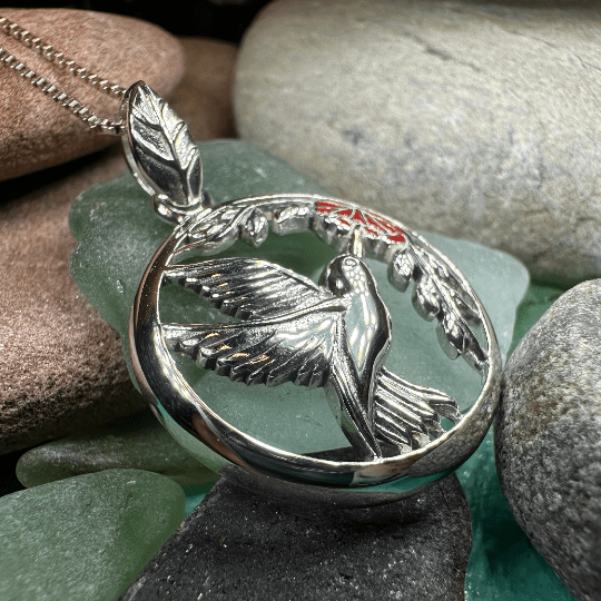 Tropical Hummingbird Necklace in Sterling Silver Pendant La Vie Bien Tropical Hummingbird Necklace in Sterling Silver