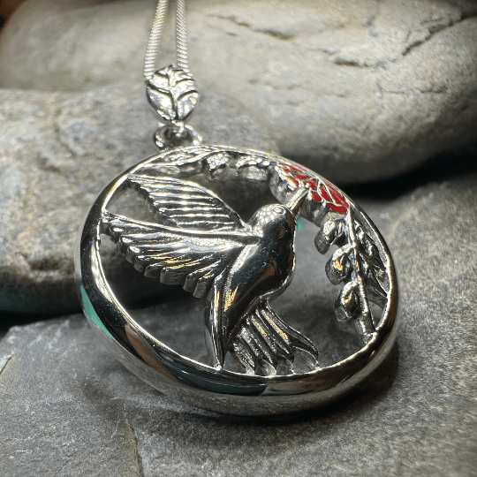 Tropical Hummingbird Necklace in Sterling Silver Pendant La Vie Bien Tropical Hummingbird Necklace in Sterling Silver