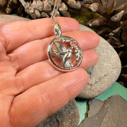 Tropical Hummingbird Necklace in Sterling Silver Pendant La Vie Bien Tropical Hummingbird Necklace in Sterling Silver