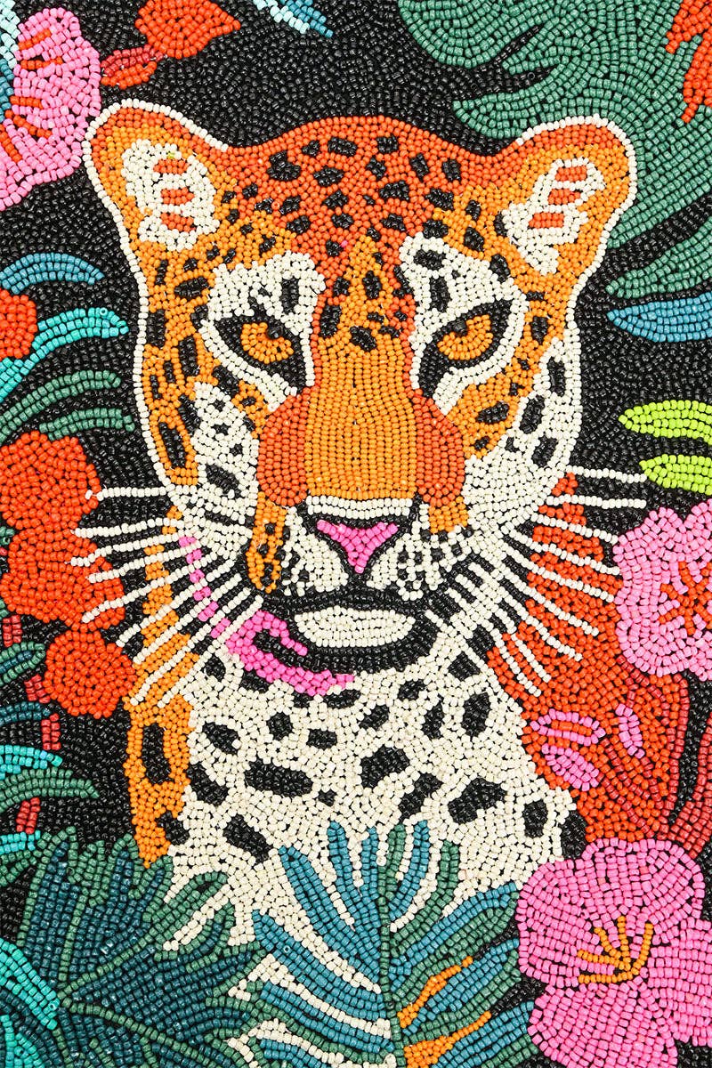 Tropical Leopard Embellished Tote Accessories La Vie Bien Tropical Leopard Embellished Tote