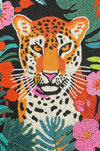 Tropical Leopard Embellished Tote Accessories La Vie Bien Tropical Leopard Embellished Tote