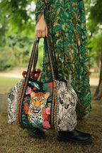 Tropical Leopard Embellished Tote Accessories La Vie Bien Tropical Leopard Embellished Tote