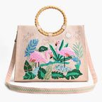 Tropical Pink Flamenco Embellished Tote – Artisanal Elegance Accessories La Vie Bien Tropical Pink Flamenco Embellished Tote – Artisanal Elegance
