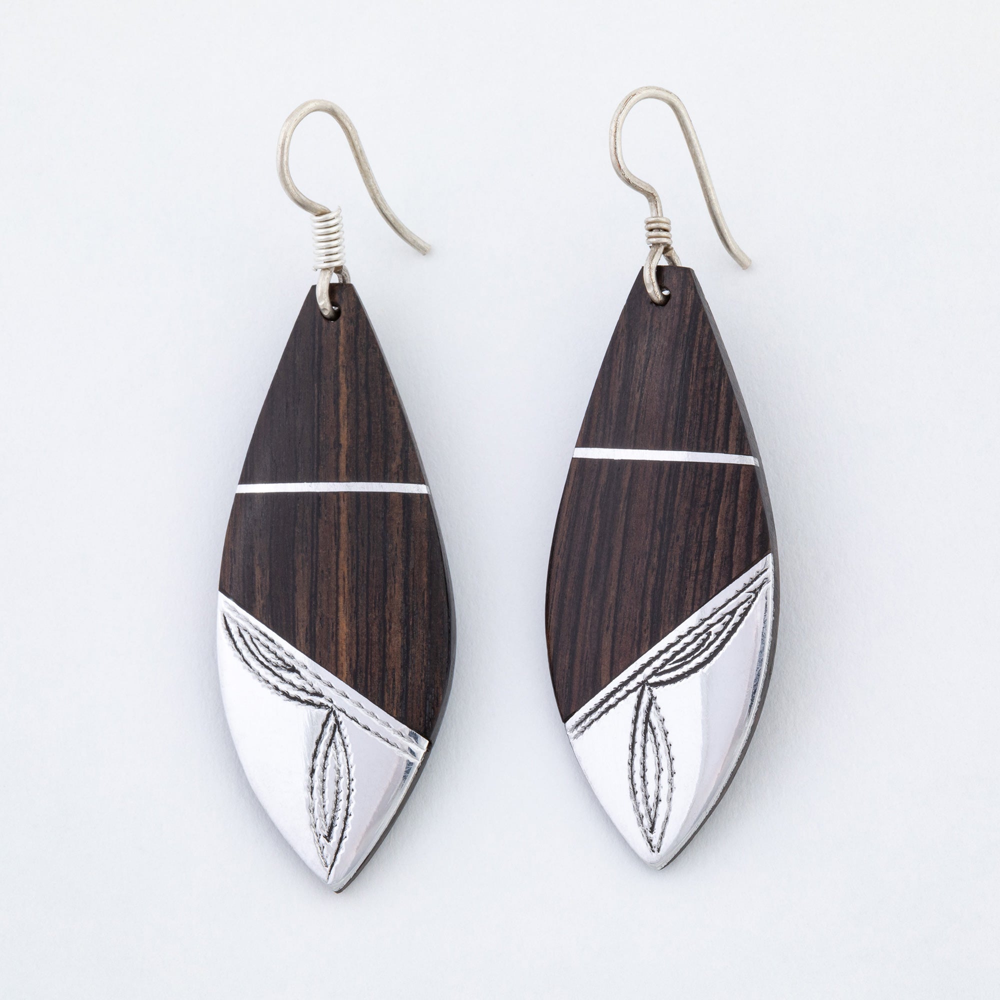 Tuareg Silver and Ebony Drop Earrings Earrings - Fashion La Vie Bien Tuareg Silver and Ebony Drop Earrings