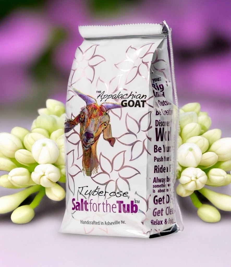 TUBEROSE GOATS MILK ARNICA BATH SALTS SALT FOR THE TUB La Vie Bien TUBEROSE GOATS MILK ARNICA BATH SALTS