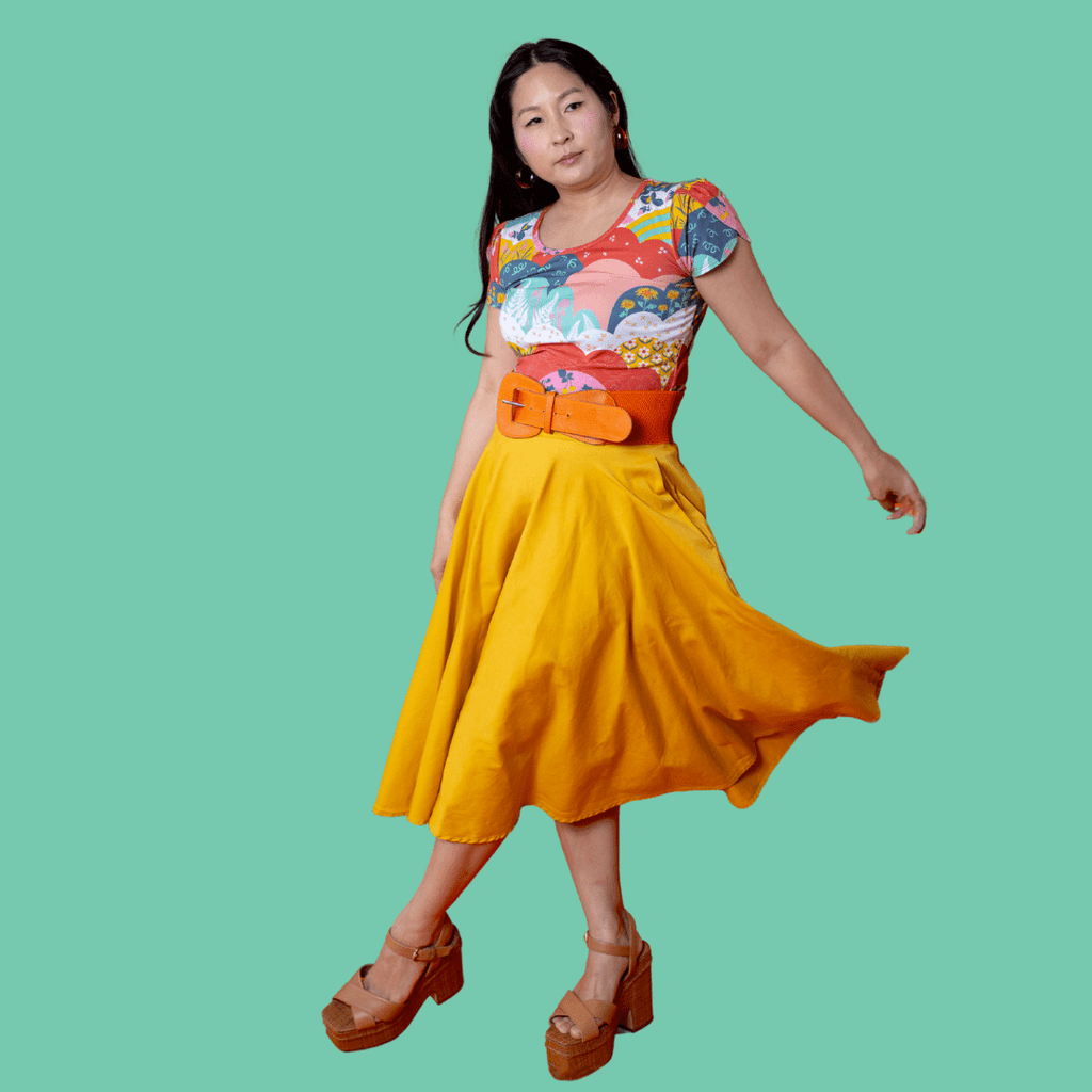 Tulip Sleeve in Mint & Strawberry Meadow Print Graphic tee La Vie Bien Tulip Sleeve in Mint & Strawberry Meadow Print