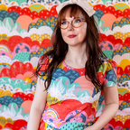 Tulip Sleeve in Mint & Strawberry Meadow Print Graphic tee La Vie Bien Tulip Sleeve in Mint & Strawberry Meadow Print