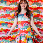 Tulip Sleeve in Mint & Strawberry Meadow Print Graphic tee La Vie Bien Tulip Sleeve in Mint & Strawberry Meadow Print
