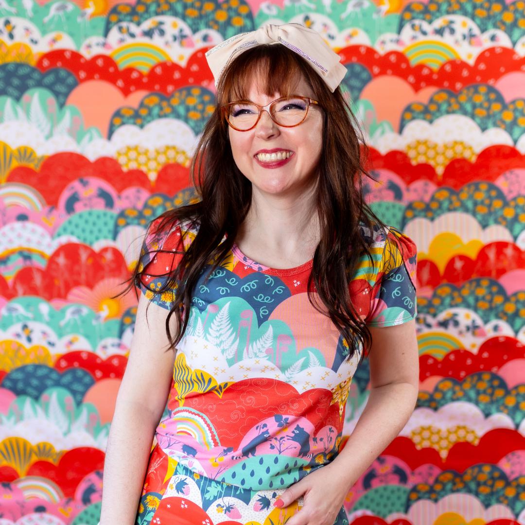 Tulip Sleeve in Mint & Strawberry Meadow Print Graphic tee La Vie Bien Tulip Sleeve in Mint & Strawberry Meadow Print