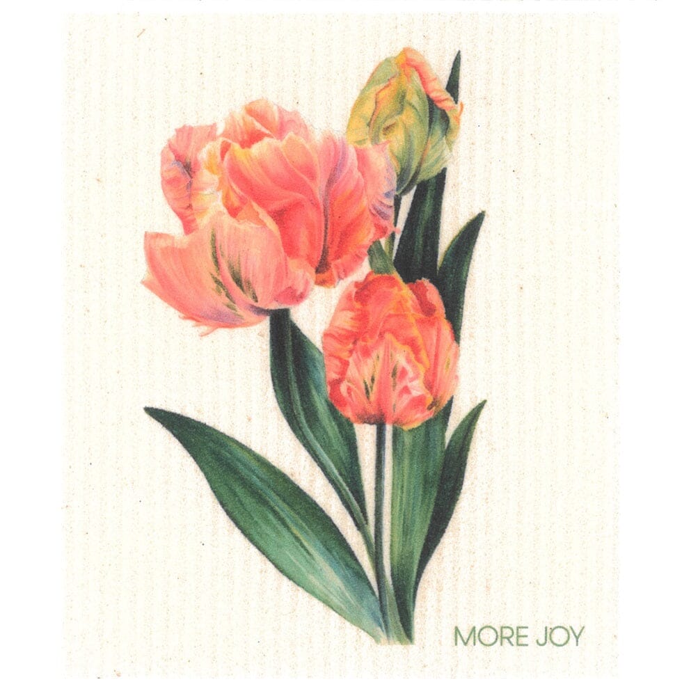 Tulips Swedish Dishcloth | Pink, Coral & Green Swedish Dishcloths La Vie Bien Tulips Swedish Dishcloth | Pink, Coral & Green