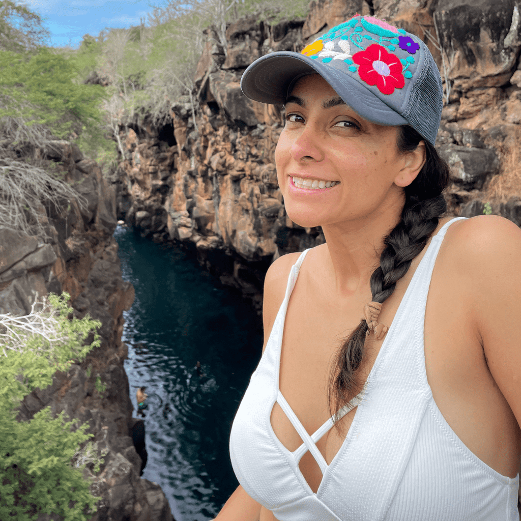 Tulum Hand Embroidered Trucker Flower Hat - Mexico Apparel La Vie Bien Tulum Hand Embroidered Trucker Flower Hat - Mexico