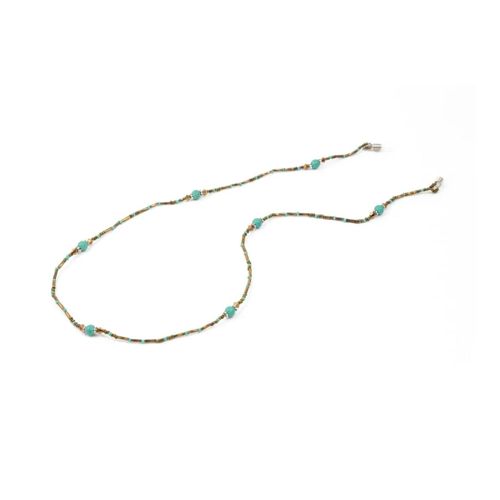 Turquoise and Bronze Beaded Eyeglass Holder by Upavim Crafts
