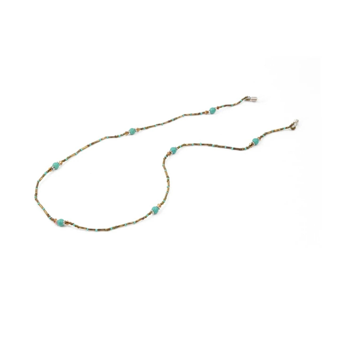 Turquoise and Bronze Beaded Eyeglass Holder by Upavim Crafts