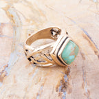 Blue Turquoise and Golden Bronze Cut Out Ring by Barse Jewelry