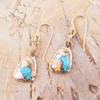 Turquoise and Spiny Oyster Matrix and Bronze Earrings