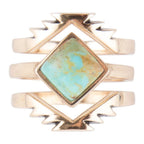 Aztec Blue Turquoise Golden Ring Set by Barse Jewelry