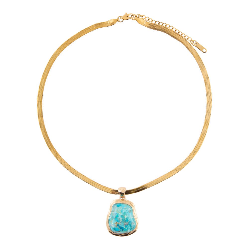Turquoise Baron Snake Chain Pendant Necklace Necklaces La Vie Bien Turquoise Baron Snake Chain Pendant Necklace