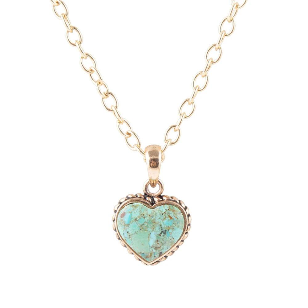 Turquoise Heart Pendant and Bronze Necklace by Barse Jewelry