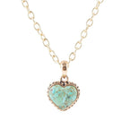 Turquoise Heart Pendant and Bronze Necklace by Barse Jewelry