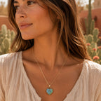 Turquoise Heart Pendant and Bronze Necklace Necklaces La Vie Bien Turquoise Heart Pendant and Bronze Necklace