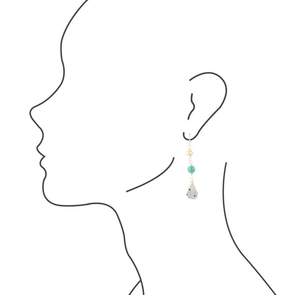Turquoise Labradorite Elongated Earrings by Barse Jewelry