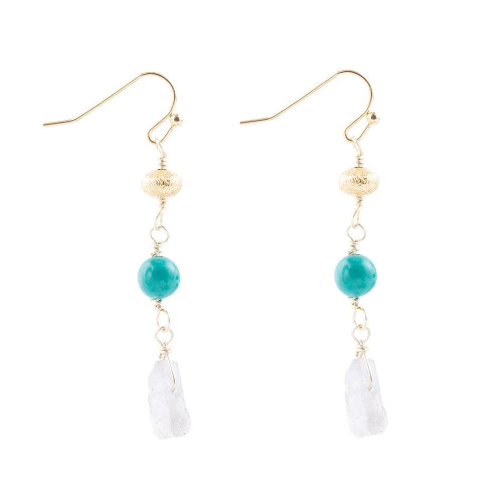 Turquoise Labradorite Elongated Earrings by Barse Jewelry