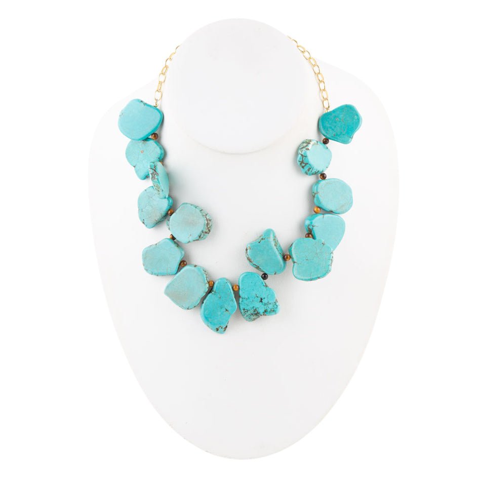 Turquoise Magnesite Slab Golden Necklace