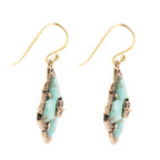 Blue Turquoise Maltese Golden Cross Earrings